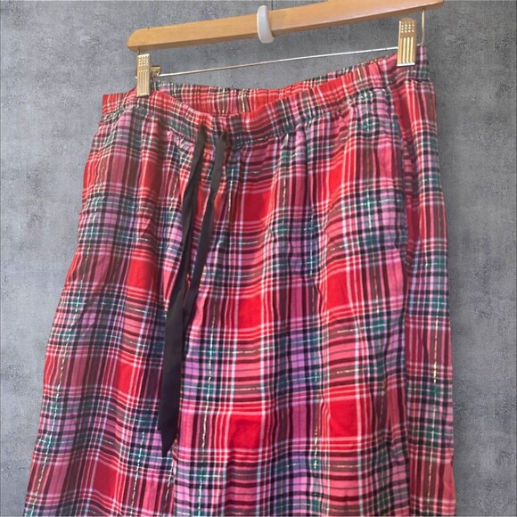 Victorias Secret Pajama Pants Drawstring Waist Red Plaid Womens Medium Holiday - Picture 4 of 5